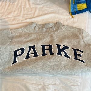 Parke Denim and Light Gray Sweatshirt with Navy Parke Logo